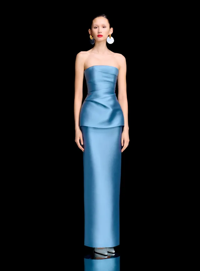 Solace London Lucille sukienka wieczorowa niebieska maxi