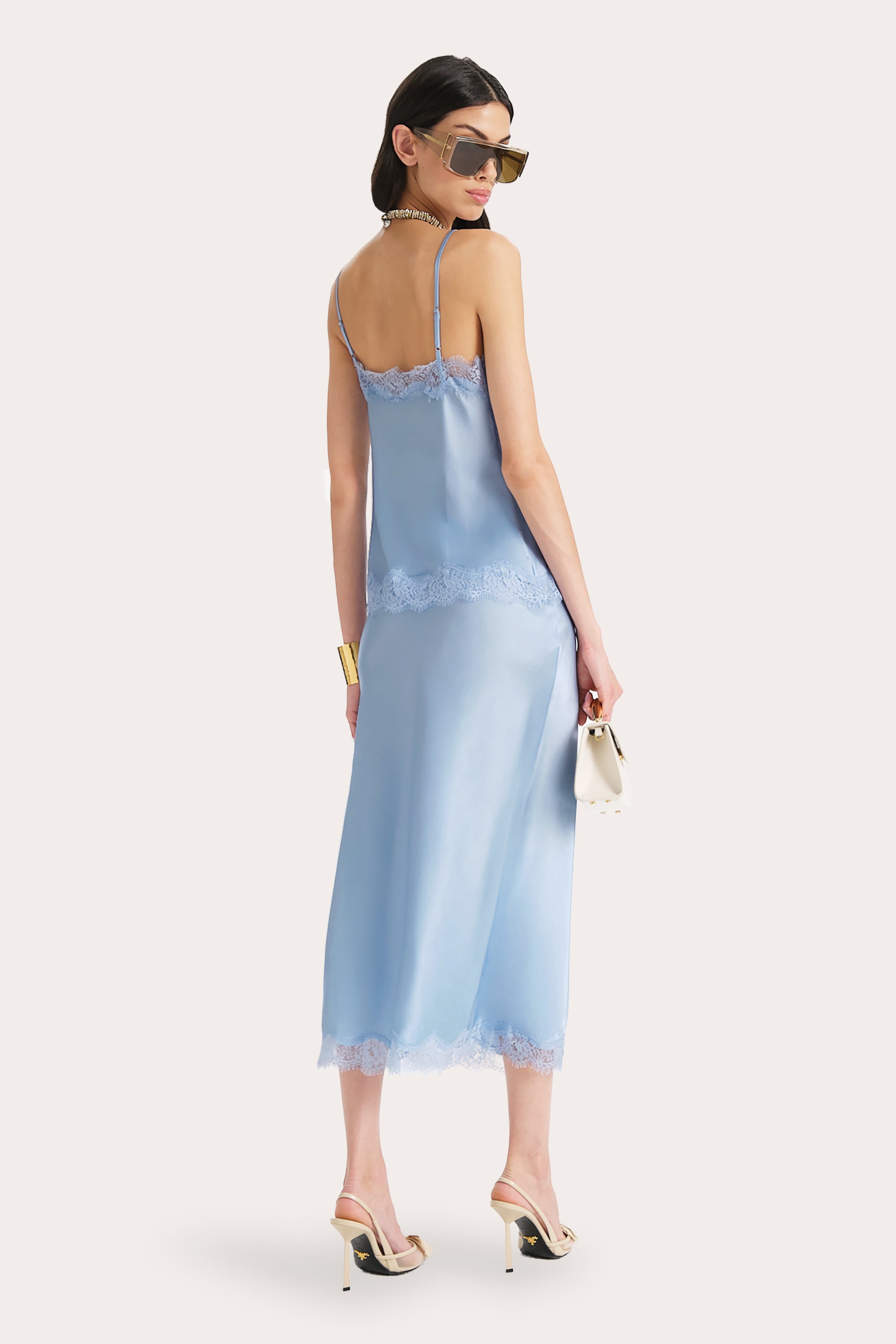 Elie Tahari Brooke Silk Charmeuse spódnica midi jedwab