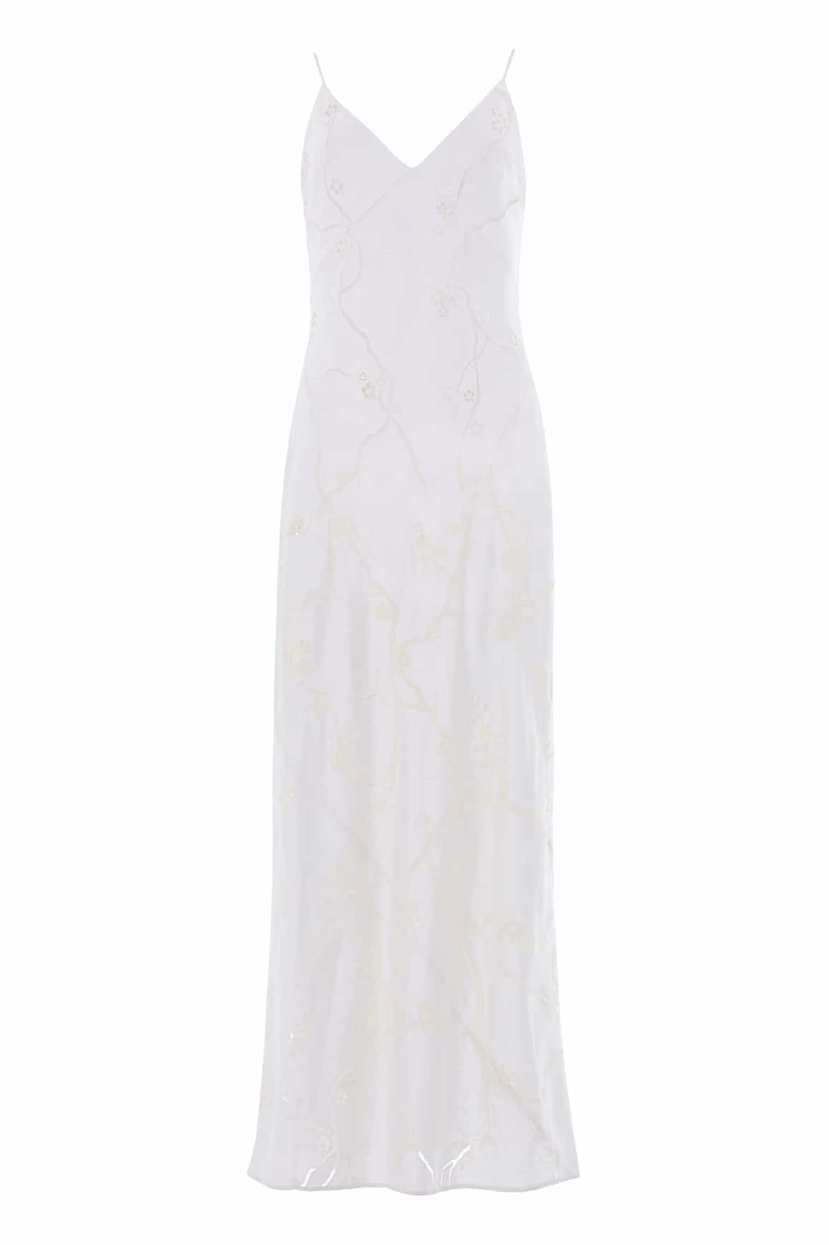 Needle & Thread Cherry Blossom sukienka wieczorowa Cream satynowa