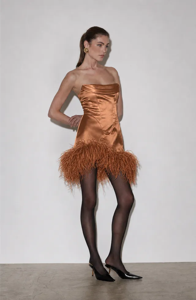 Delfi Collective Adrienne sukienka Bronze mini gorsetowa