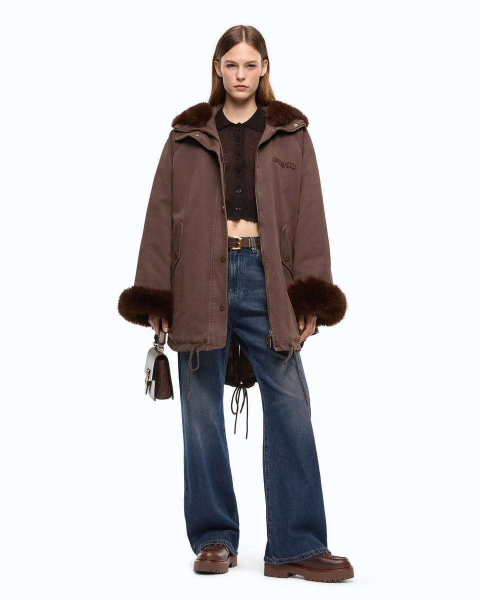 Pinko Patria Parka parka bawełniana brązowa