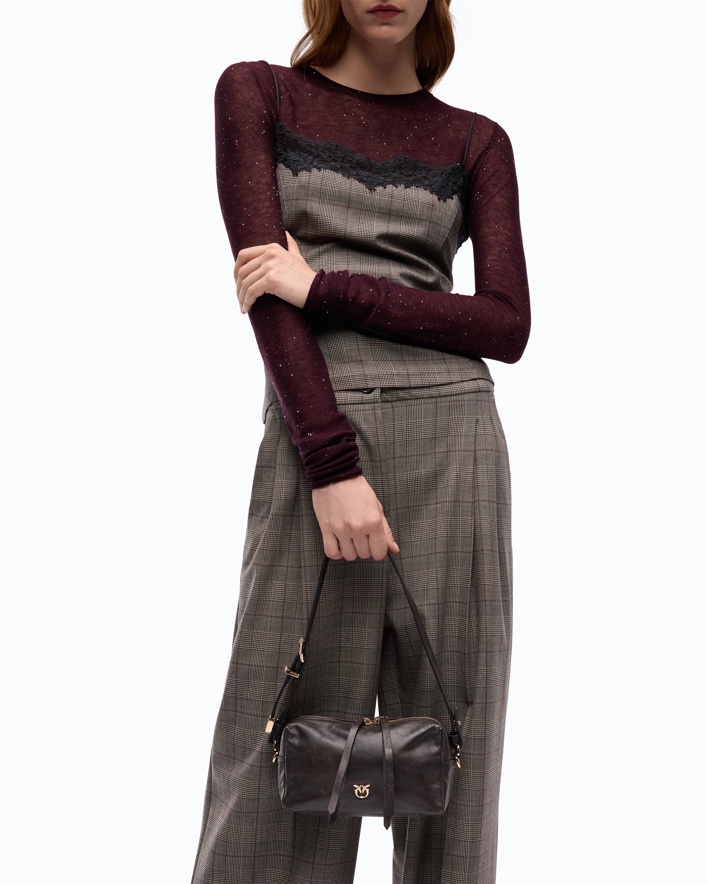 Pinko Triptych Bowling Bag torebka kuferek skórzana