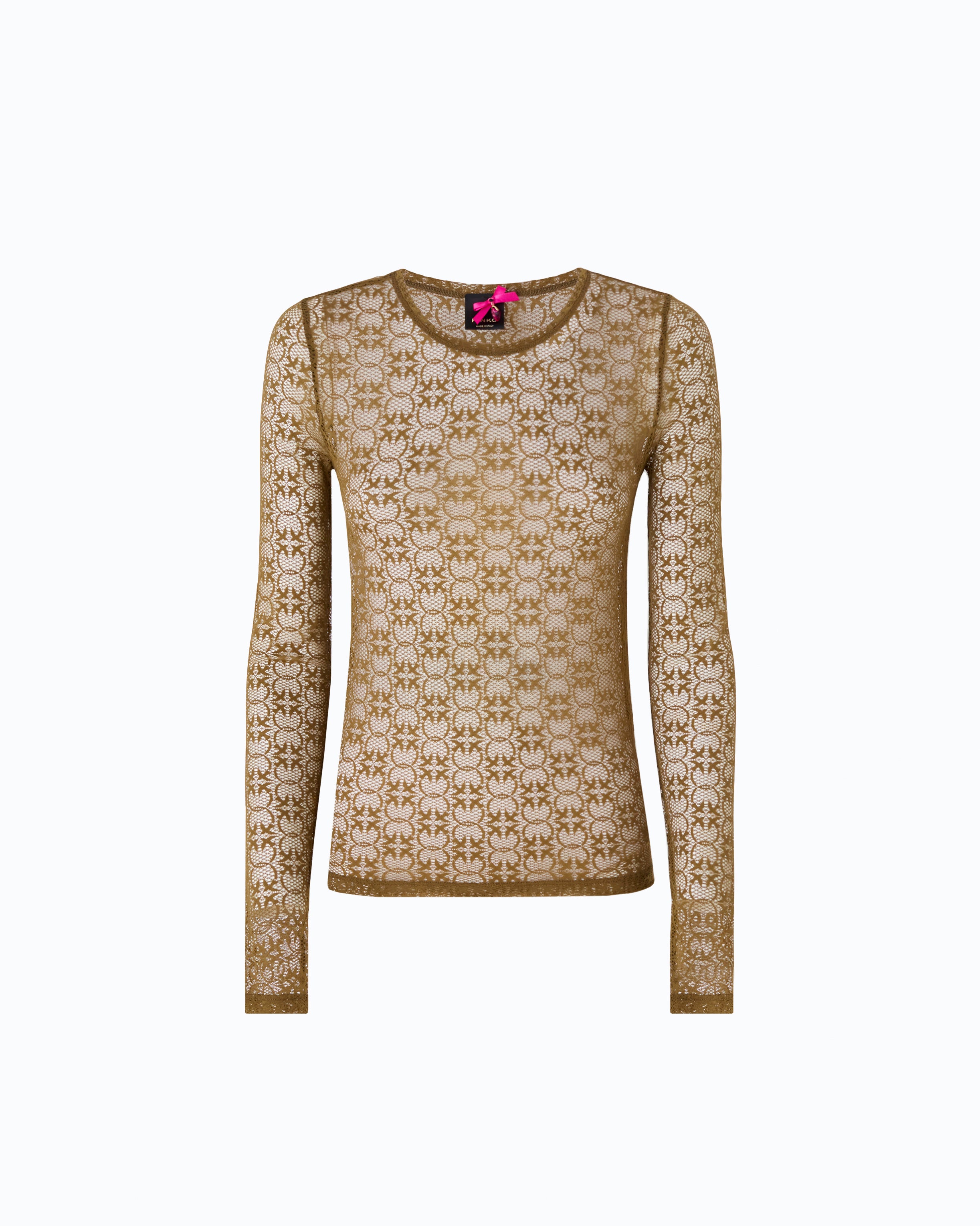 Pinko Rover sweter koronkowy zielony Love Birds