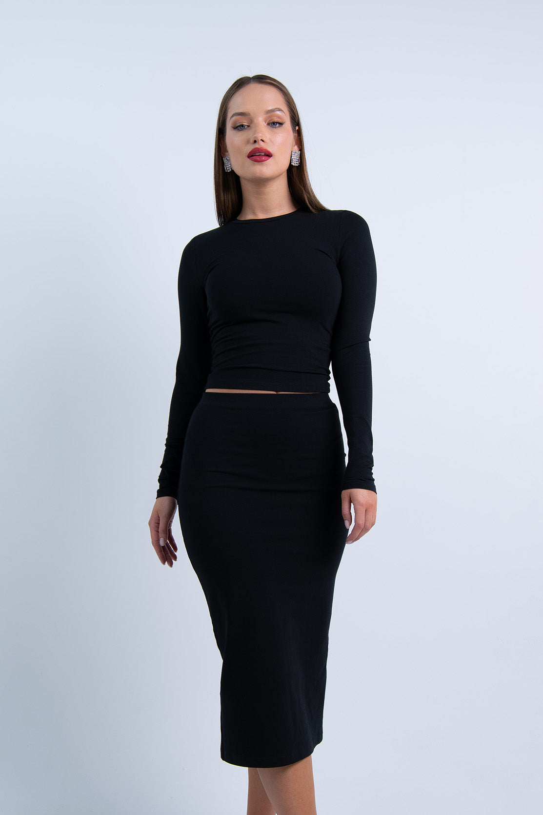 Nudyess Alex top z długim rękawem Black bawełniany