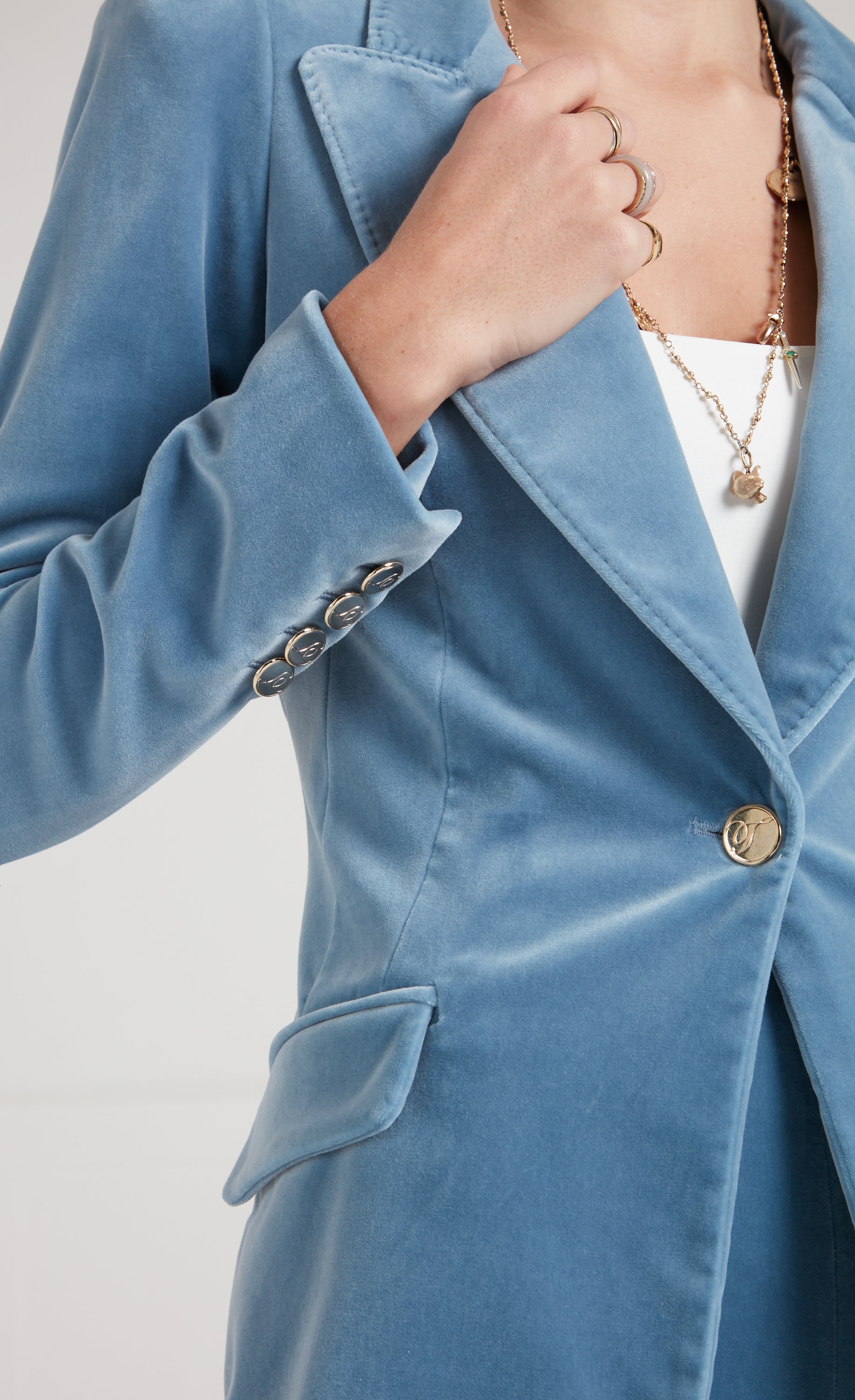 Temperley London Clove Velvet Jacket marynarka Ice Blue