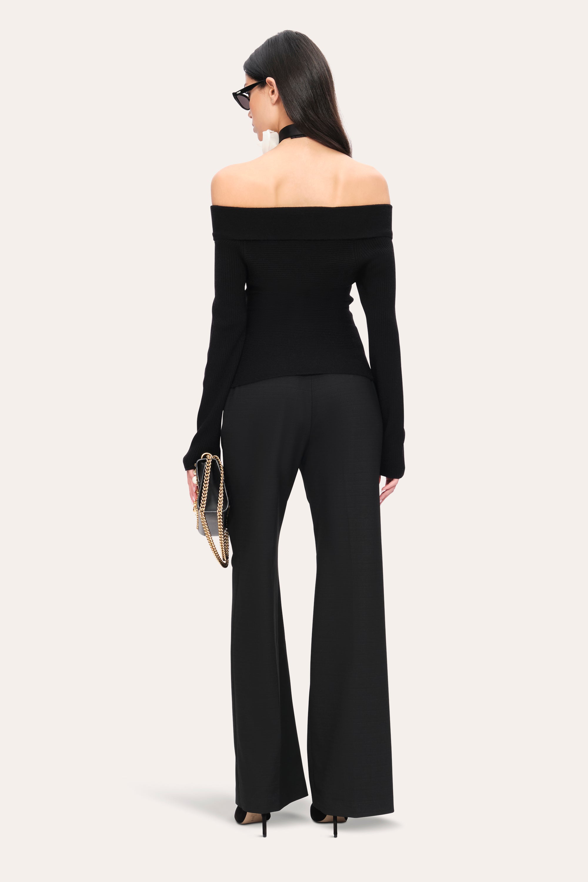 Elie Tahari E9011204 Wide Leg spodnie czarne szerokie