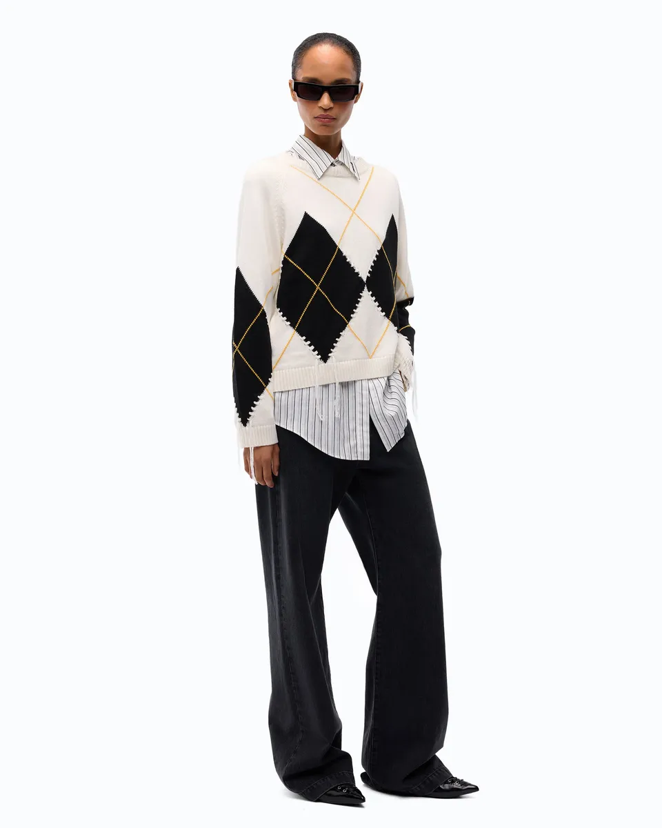 Pinko Berna Sweater sweter beżowy w romby