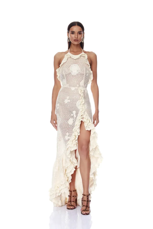 Bronx and Banco Sicilia Ruffle sukienka szydełkowa maxi