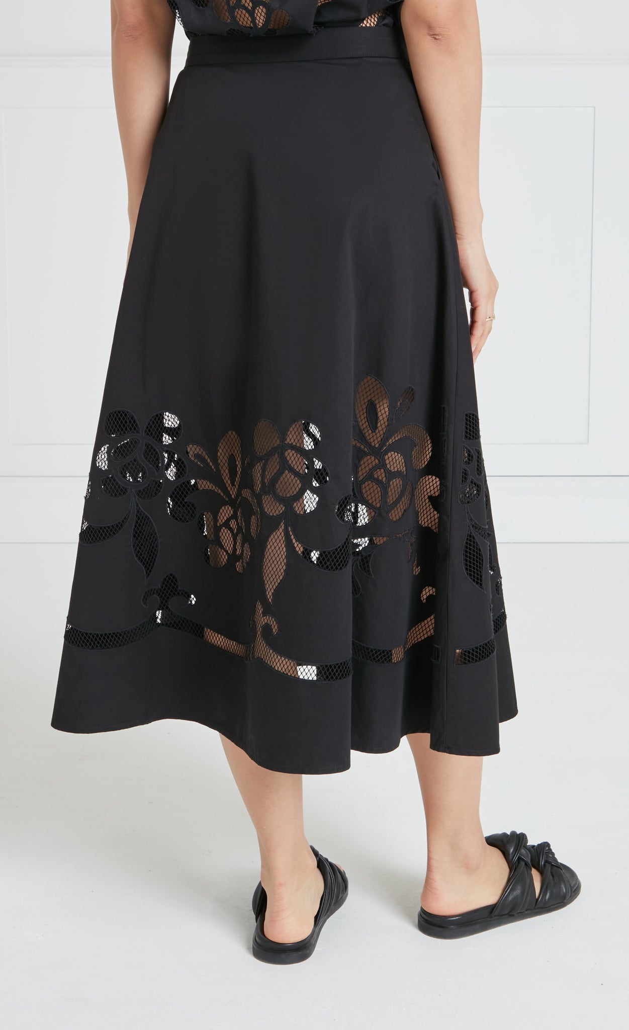 Temperley London Nelle spódnica midi czarna bawełniana
