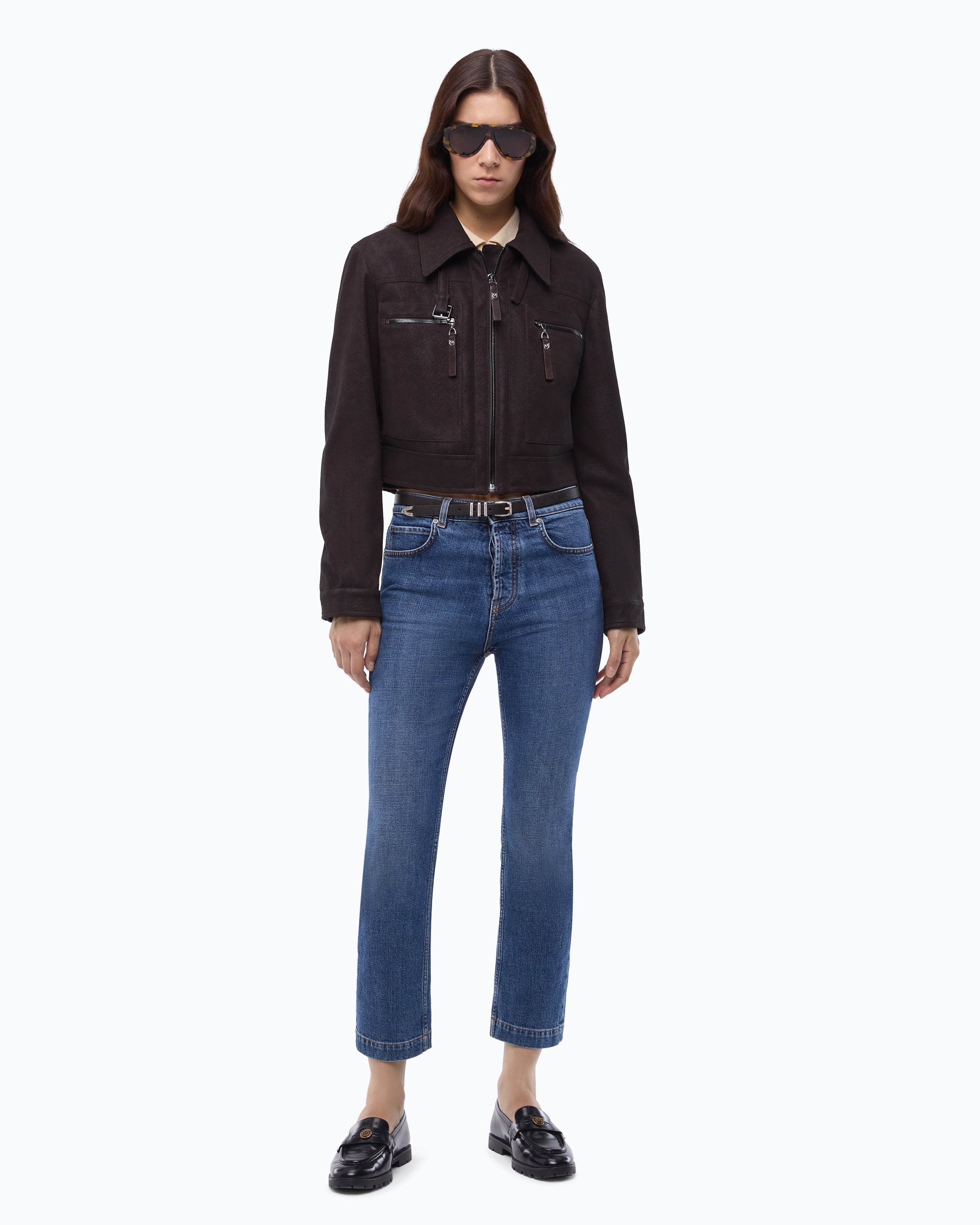 Pinko Arzignano Jacket kurtka brązowa nubuk