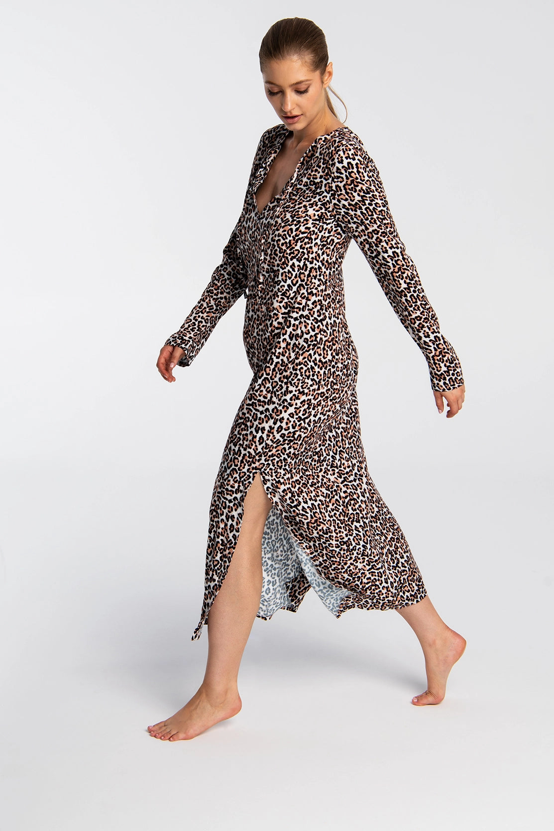 Nudyess Pontos sukienka maxi Pattern-Brown wiskozowa