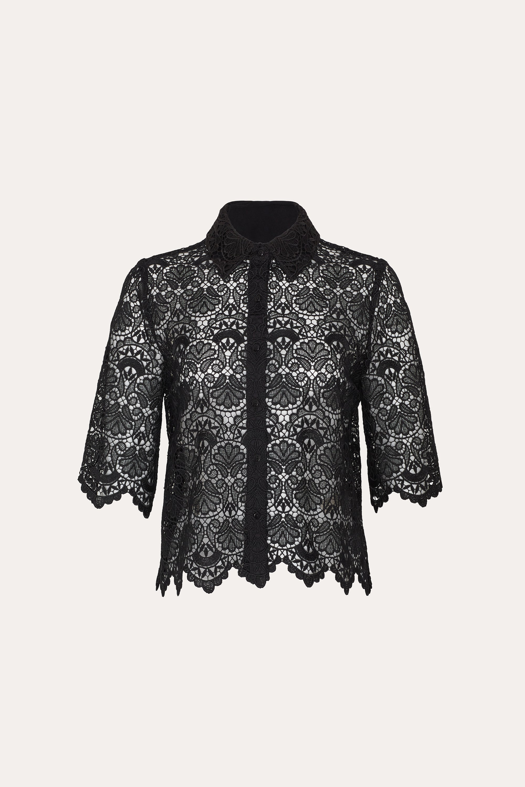 Elie Tahari Jackie Lace Shirt koszula czarna koronka