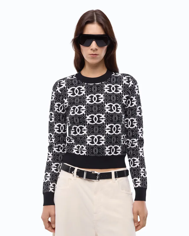 Pinko Gypsies Cropped sweter krótki z logo Love Birds