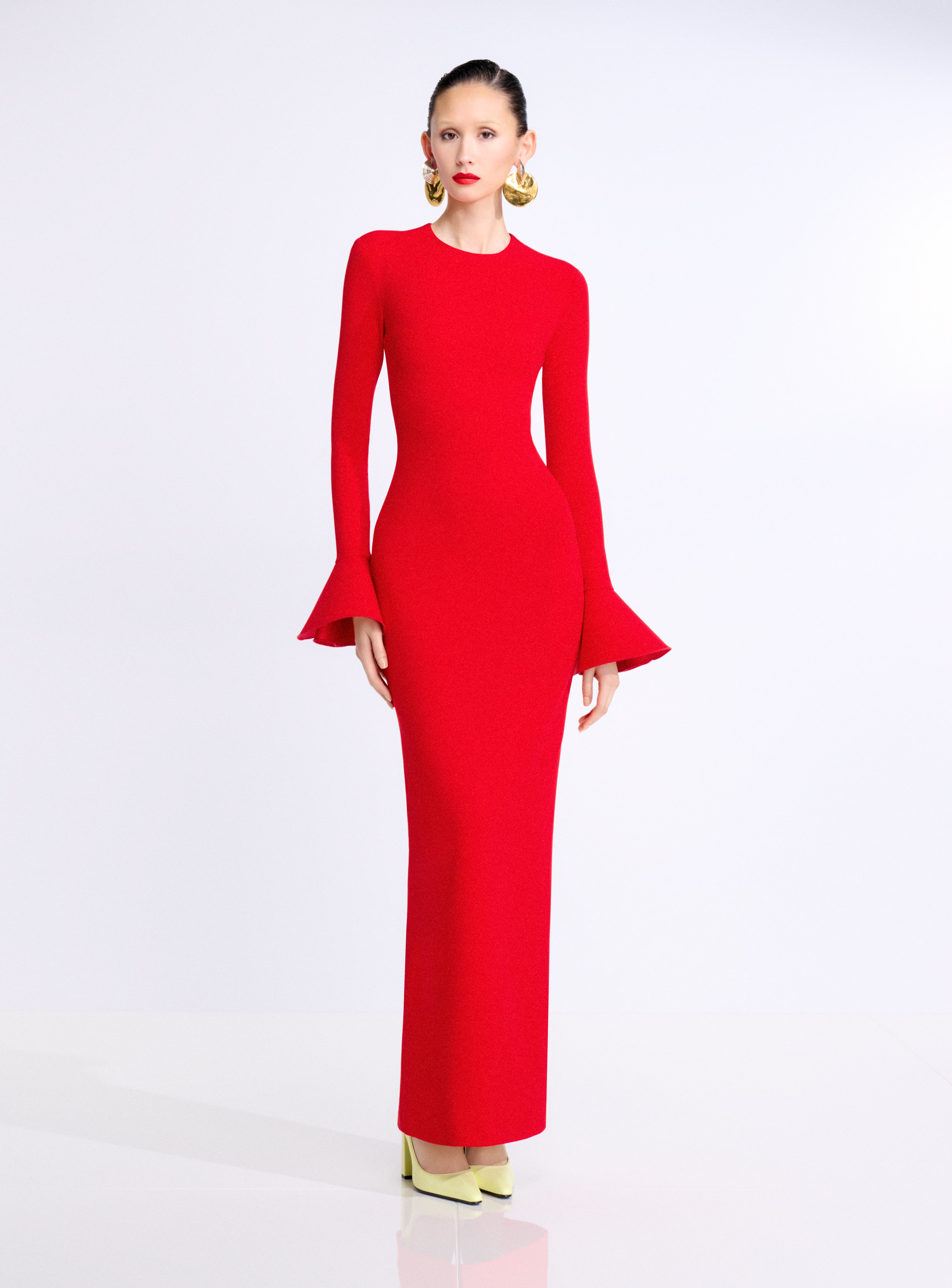 Solace London Alicia Maxi sukienka czerwona długi rękaw
