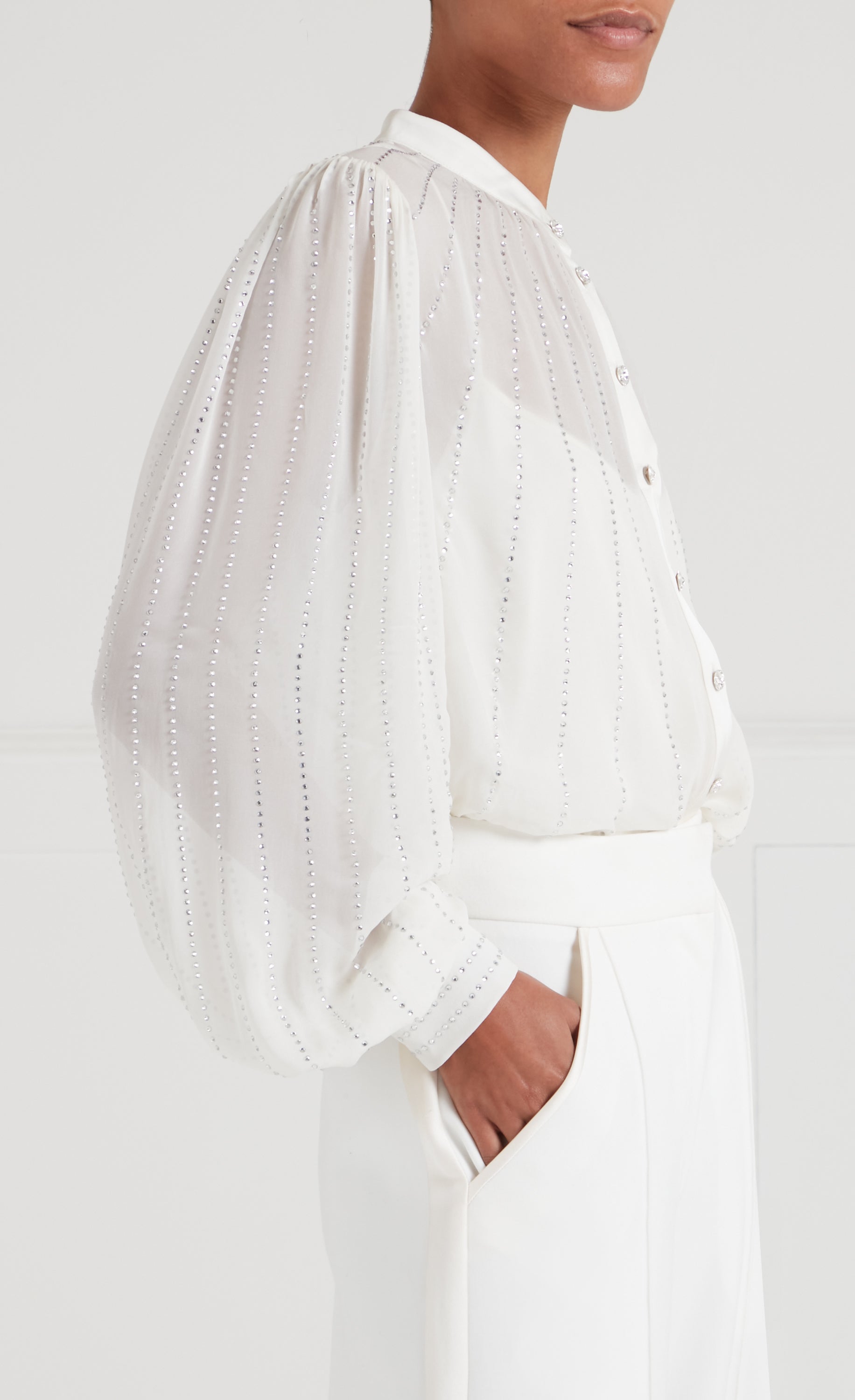 Temperley London Villanelle koszula ivory dżorżeta
