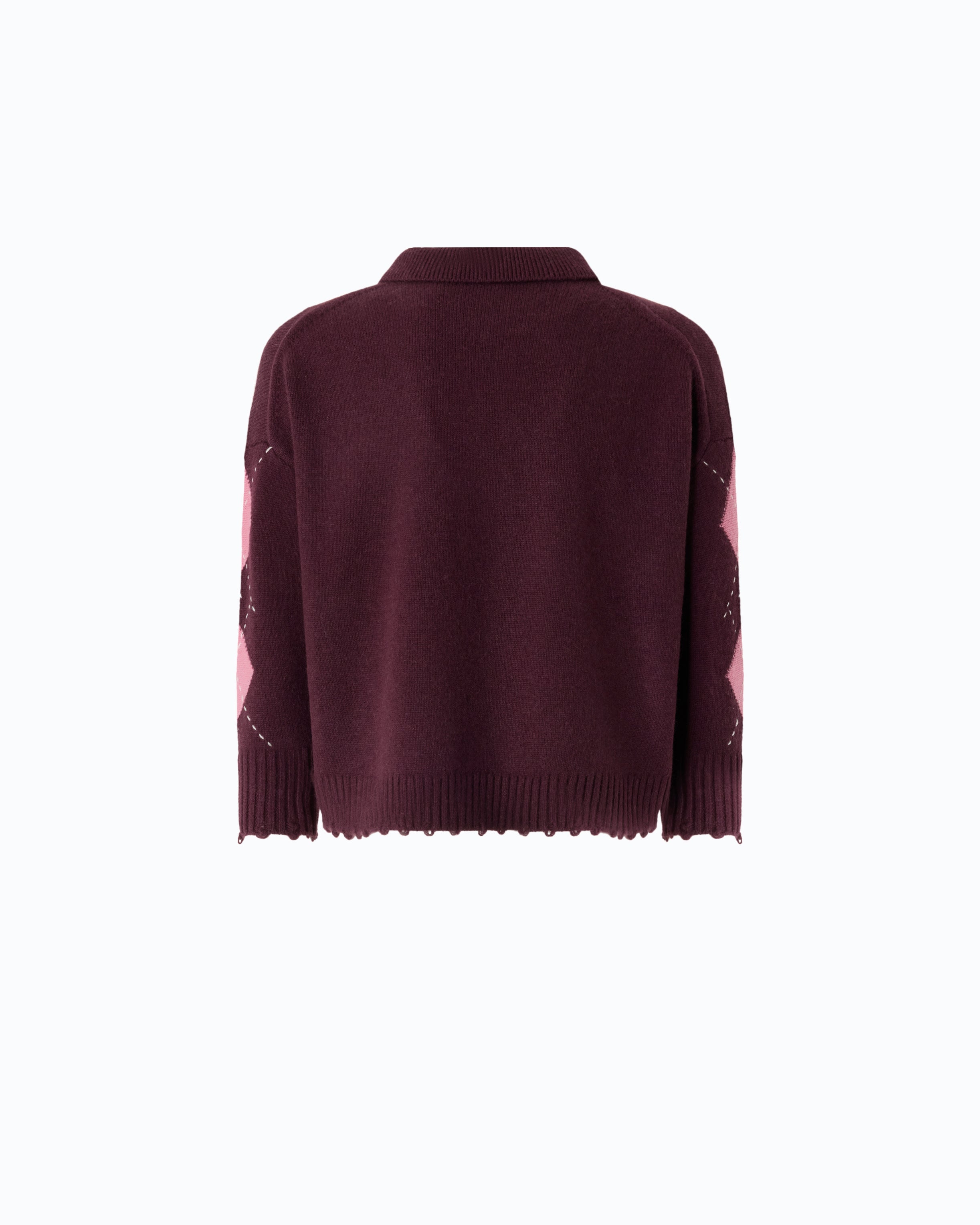 Pinko Cork sweter wełna kaszmir romby polo