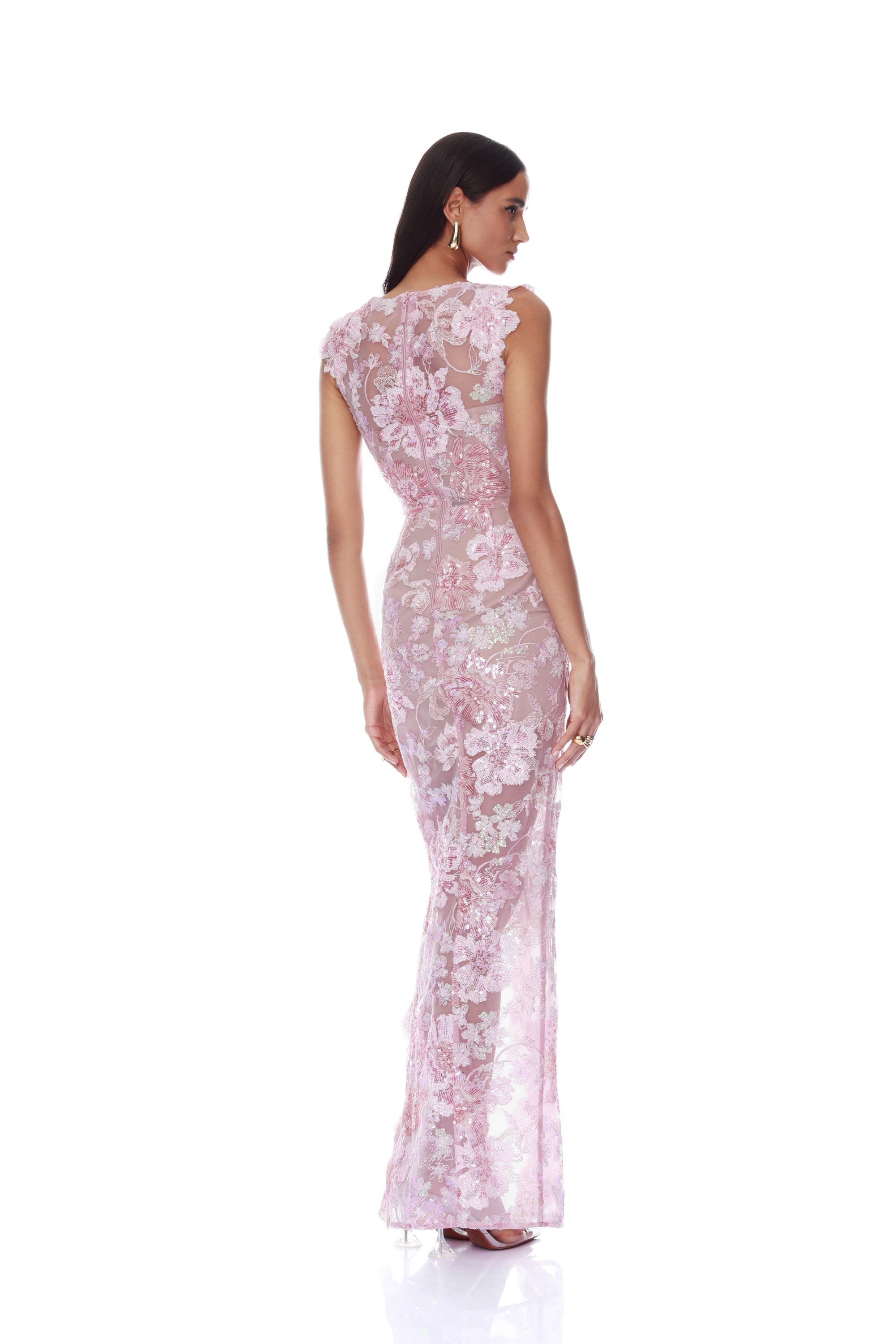 Bronx and Banco Capri Ellie sukienka maxi blush cekinowa