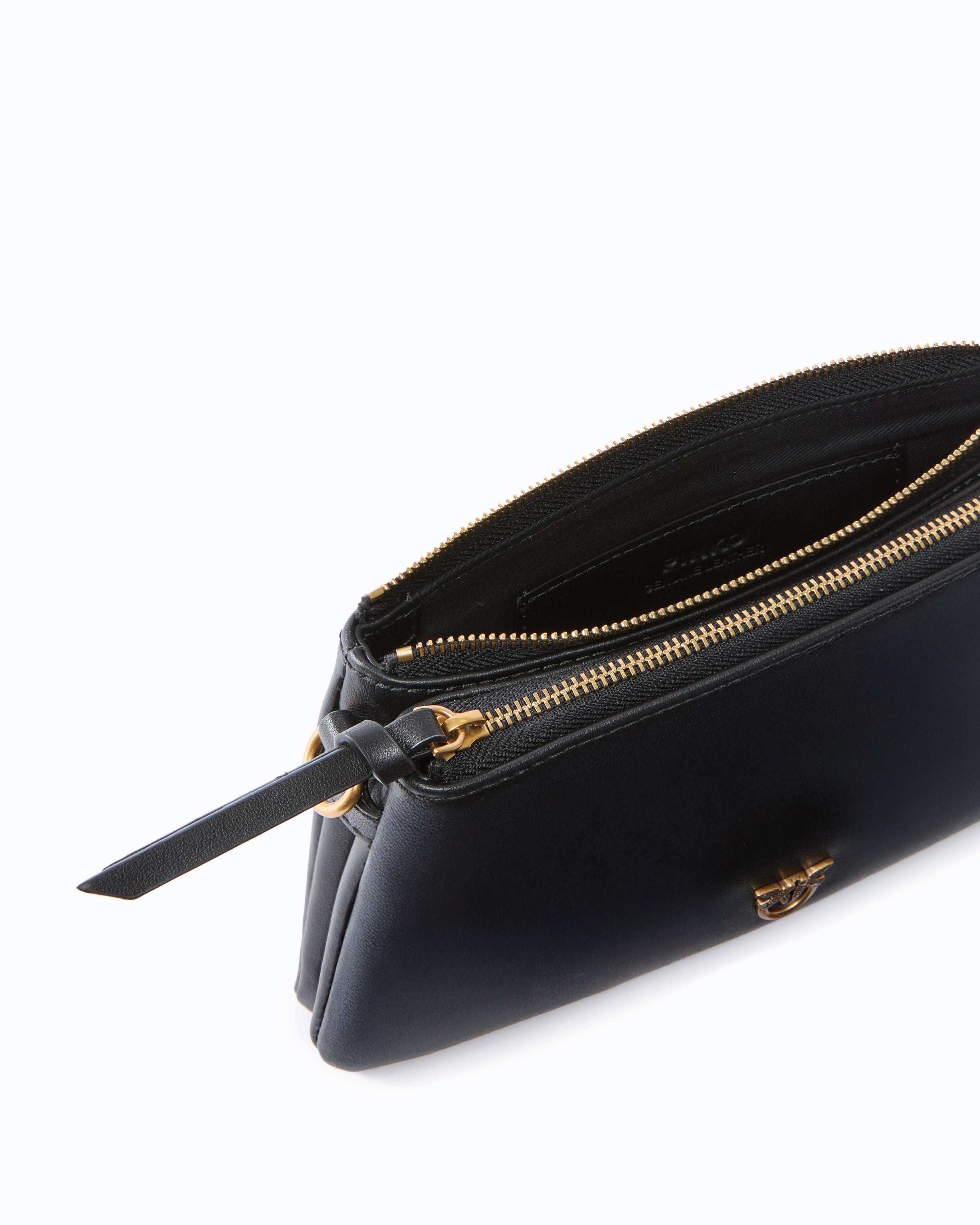 Pinko Double Mini torebka skórzana czarna pasek