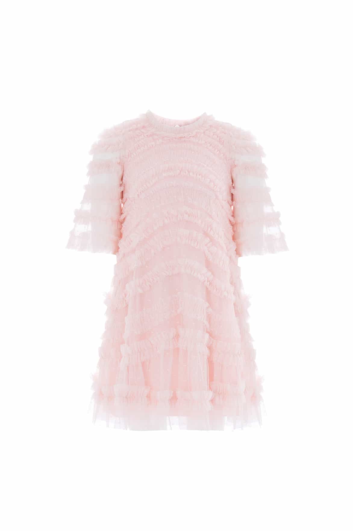 Needle & Thread Amara Ruffle Kids Dress sukienka różowa tiulowa