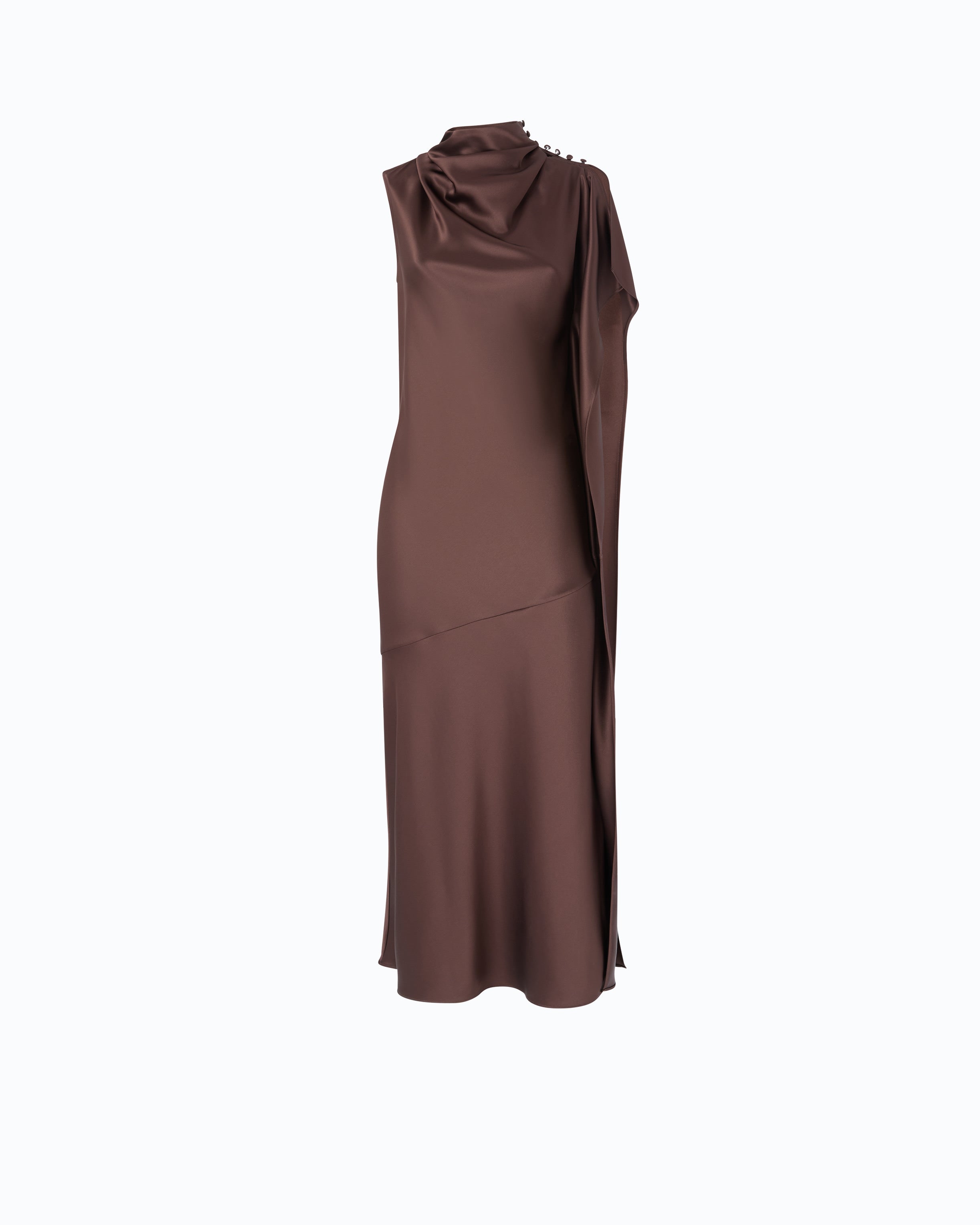 Pinko De Tomaso Dress długa sukienka satynowa brązowa