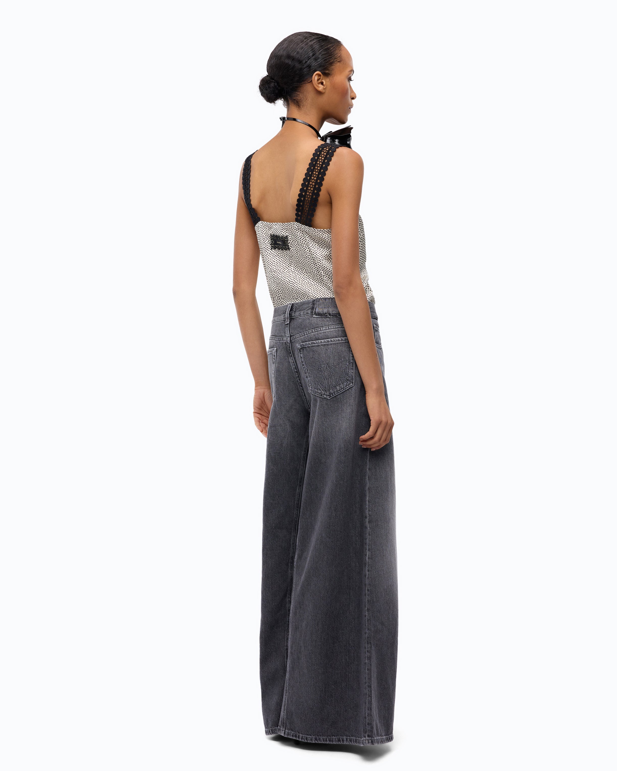 Pinko Winona Wide Leg jeansy rozszerzane szare