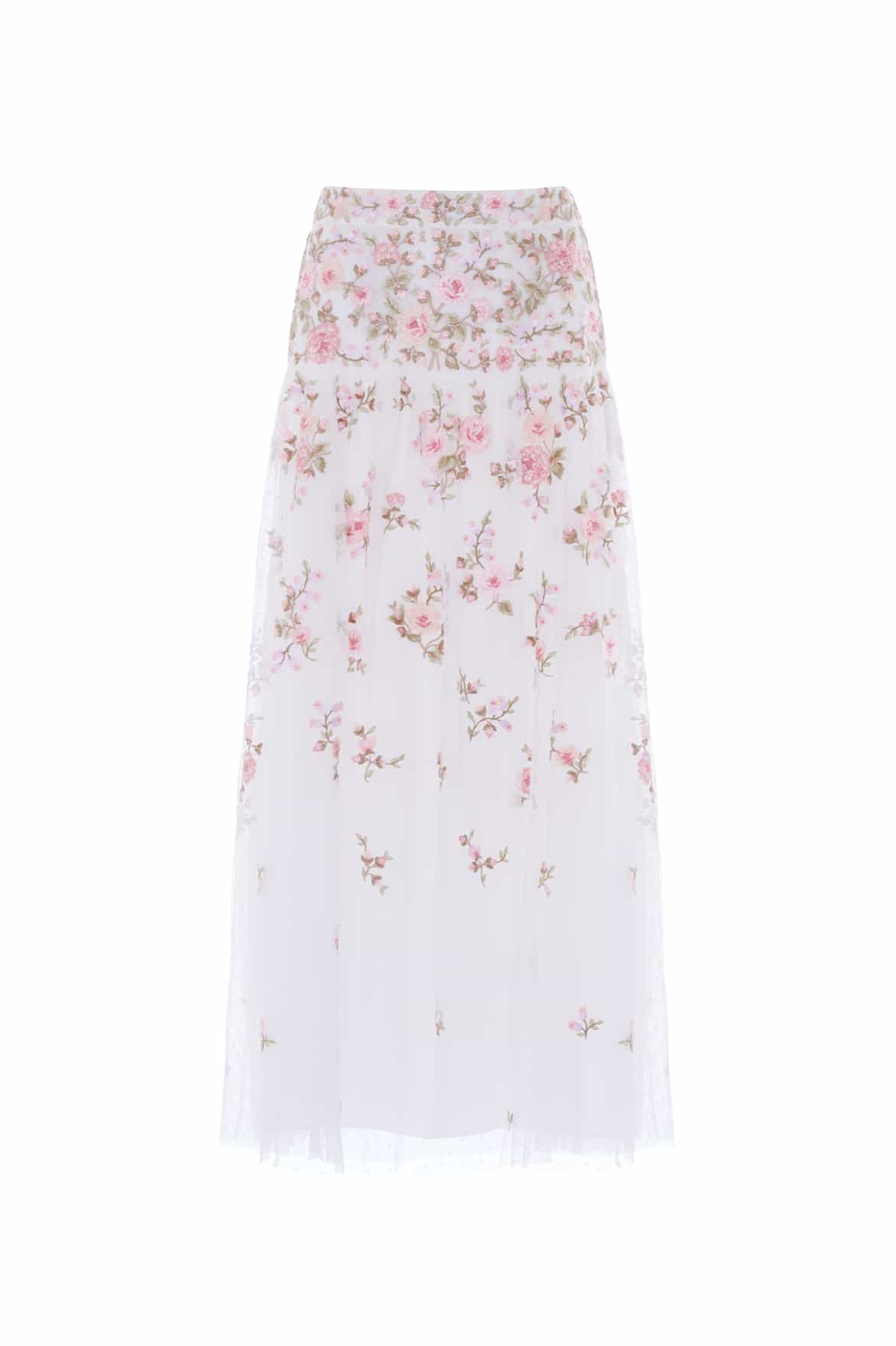 Needle & Thread Eden Rose Ankle Skirt spódnica biała haft