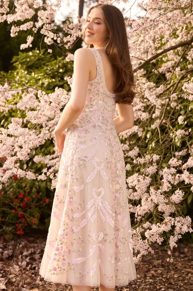 Needle & Thread Ribbon Heart Ballerina Dress sukienka kremowa