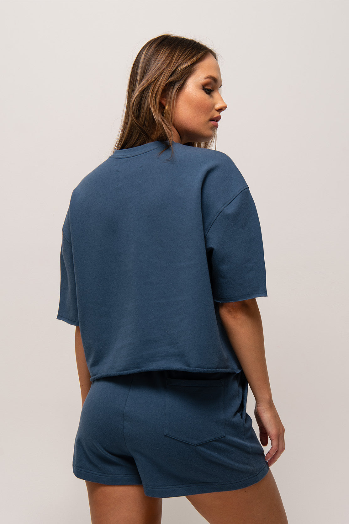 Nudyess Lucy T-shirt bawełniany Navy luźny