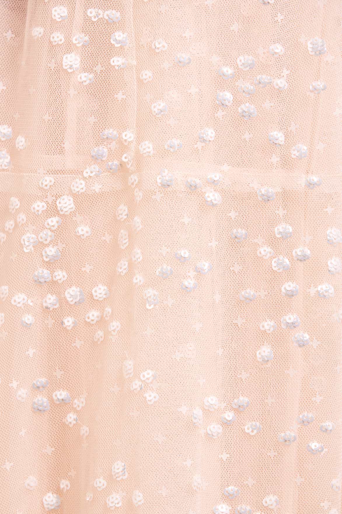 Needle & Thread Dappled Sequin Hooded Long Cape peleryna kremowa