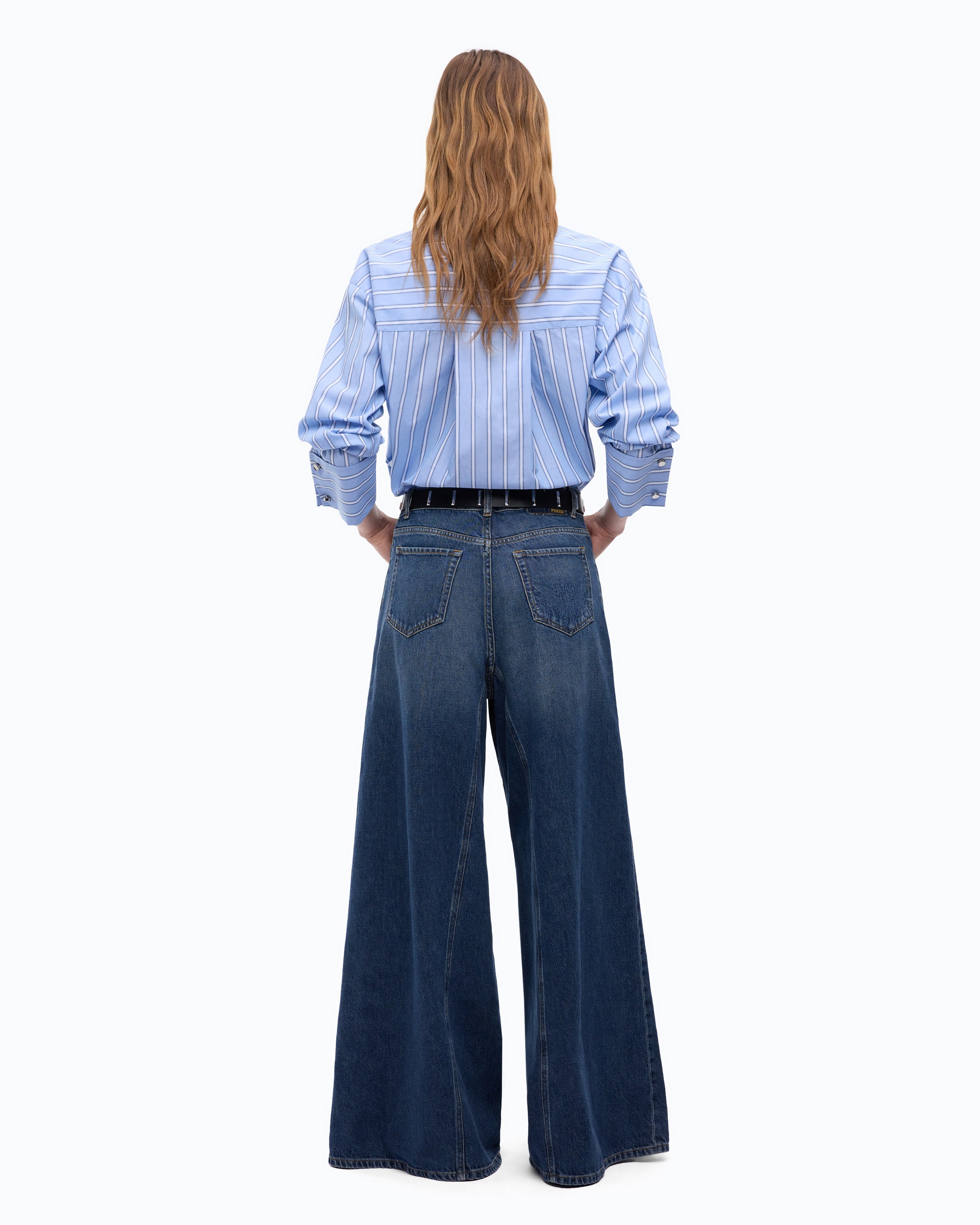 Pinko Winona Wide Leg jeansy szerokie niebieskie vintage