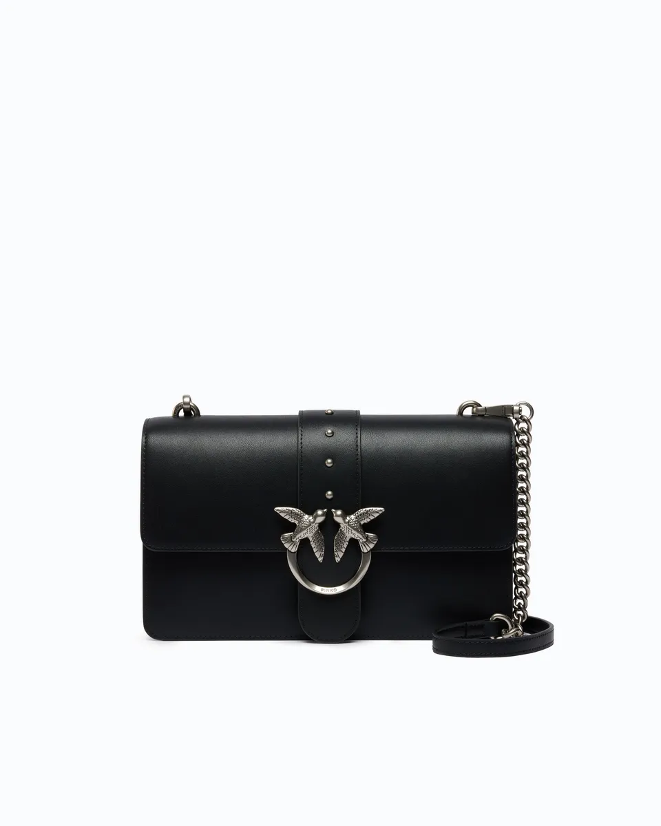 Pinko Love Bag One torebka skórzana czarna średnia