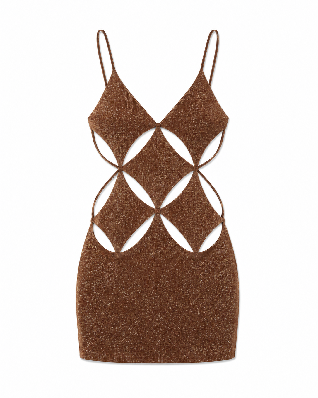 Delfi Collective Gaia sukienka koktajlowa brązowa mini