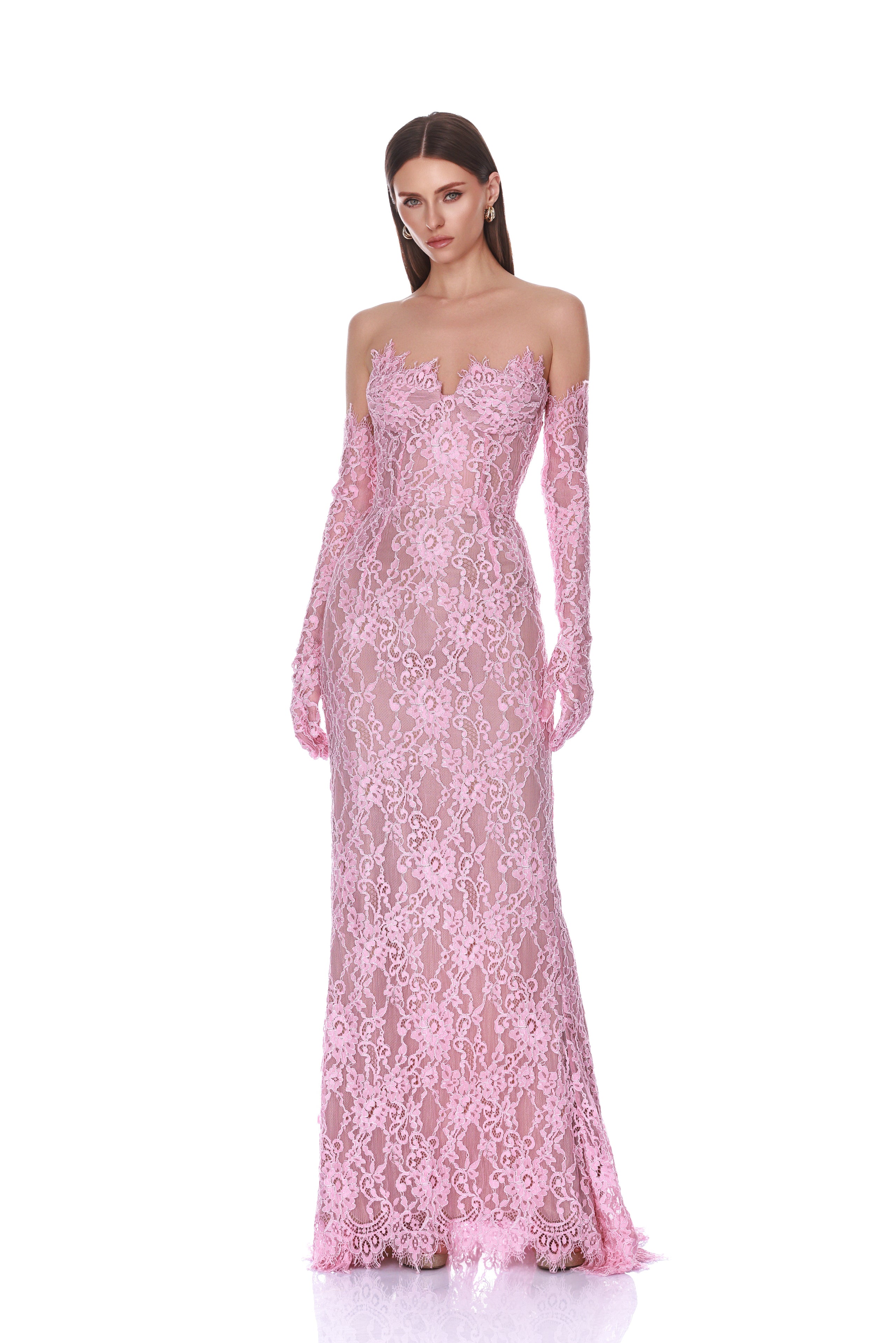 Bronx and Banco Kiera Blush Lace sukienka wieczorowa maxi