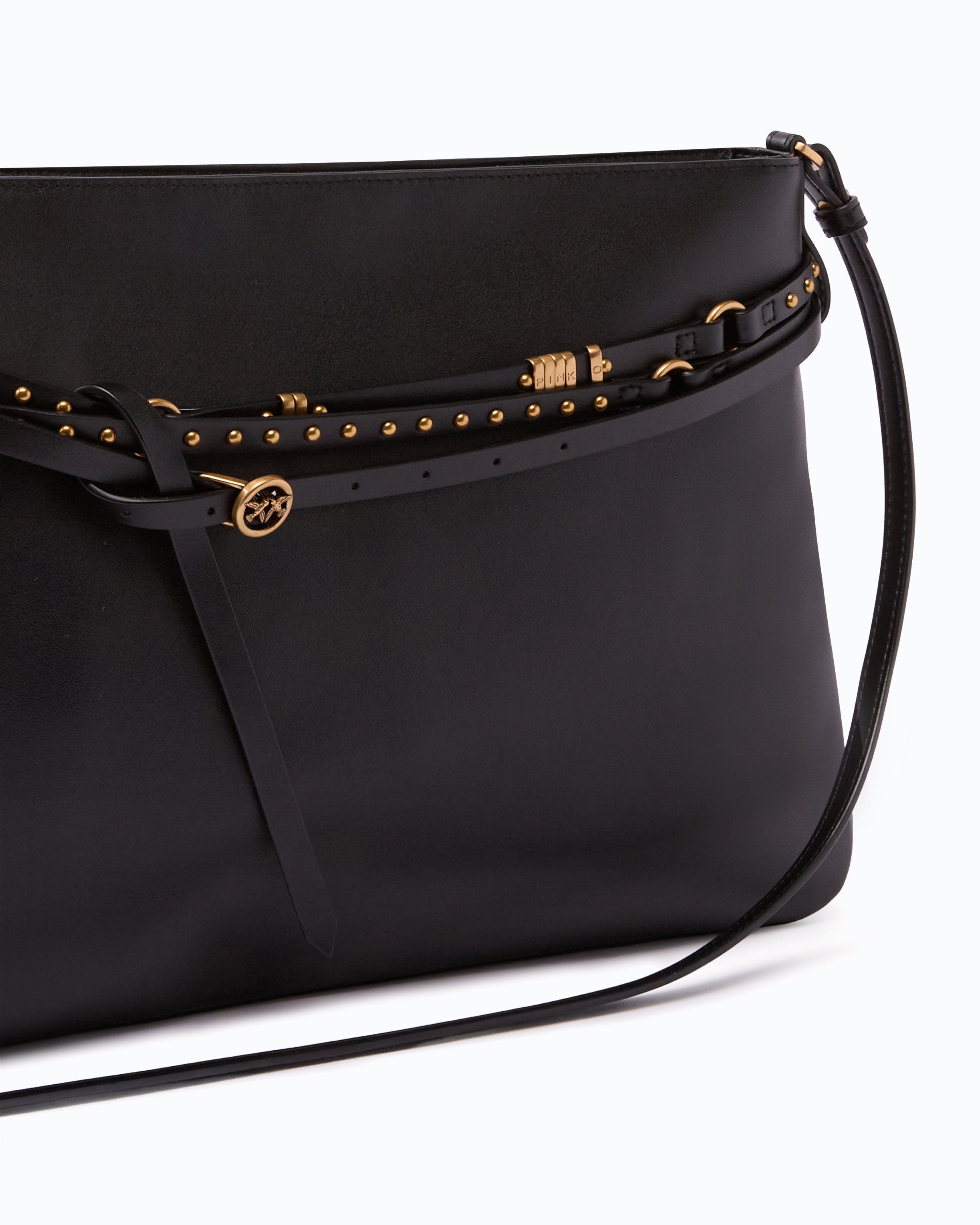 Pinko Belt Bag Big torba skórzana czarna crossbody
