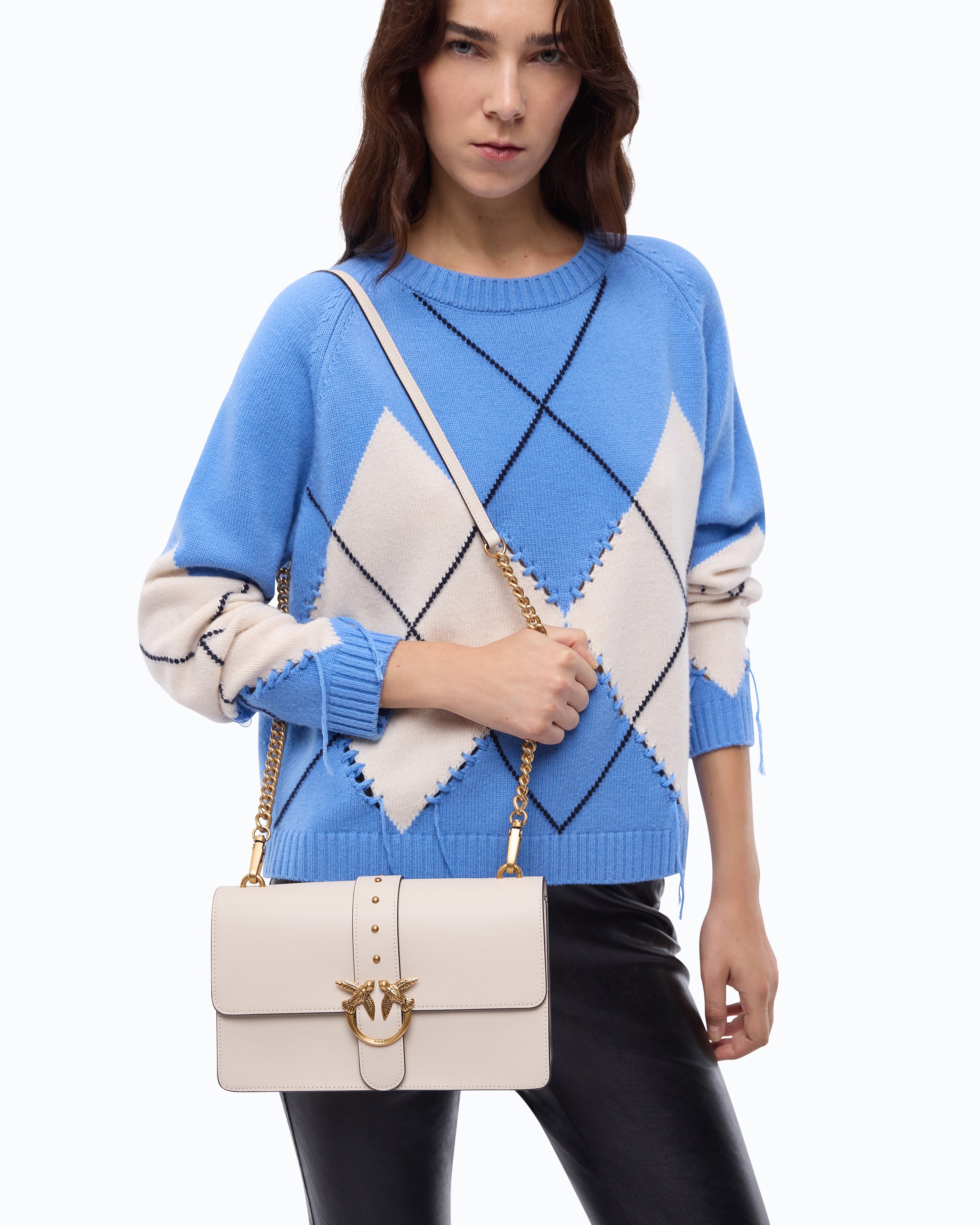 Pinko Love Bag One torebka skórzana średnia biała