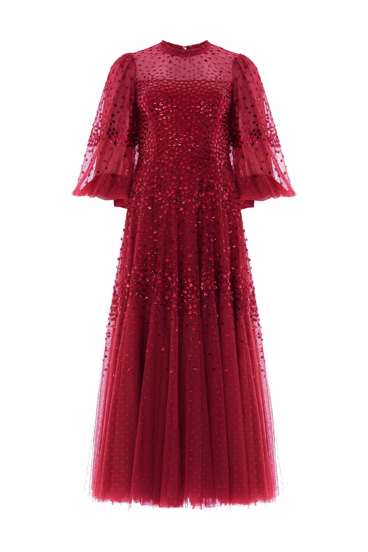 Needle & Thread Scallop Sequin suknia cekinowa czerwona
