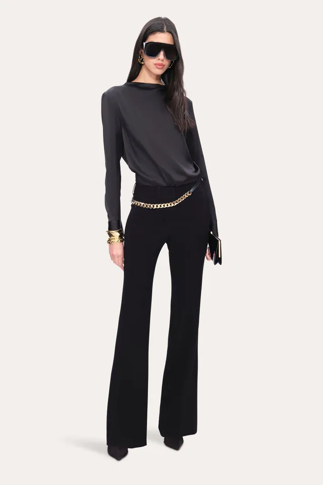 Elie Tahari Silk Draped Top bluzka jedwabna Black
