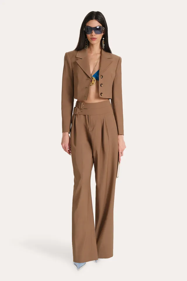 Elie Tahari Sierra E8012106 Spodnie toffi wełna