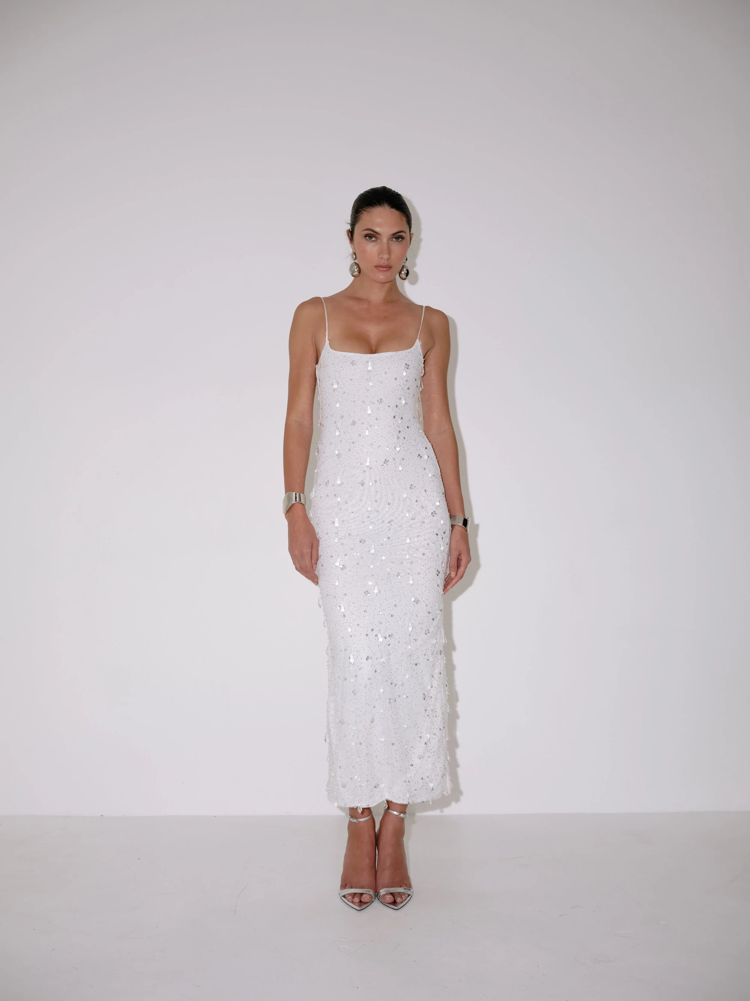 Delfi Collective Kim sukienka ivory cekinowa maxi