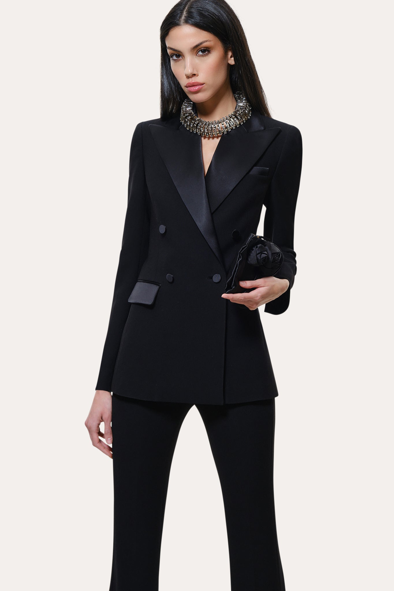 Elie Tahari Roxy marynarka Black smokingowa