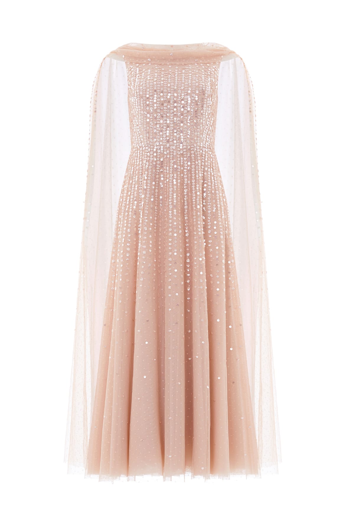 Needle & Thread Moonlight Sequin Ankle Gown sukienka beżowa