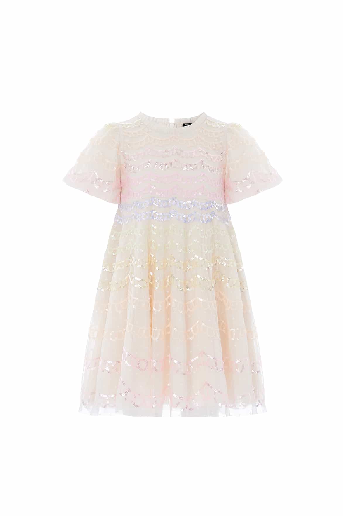 Needle & Thread Ombre Scallop Kids Dress sukienka cream cekinowa