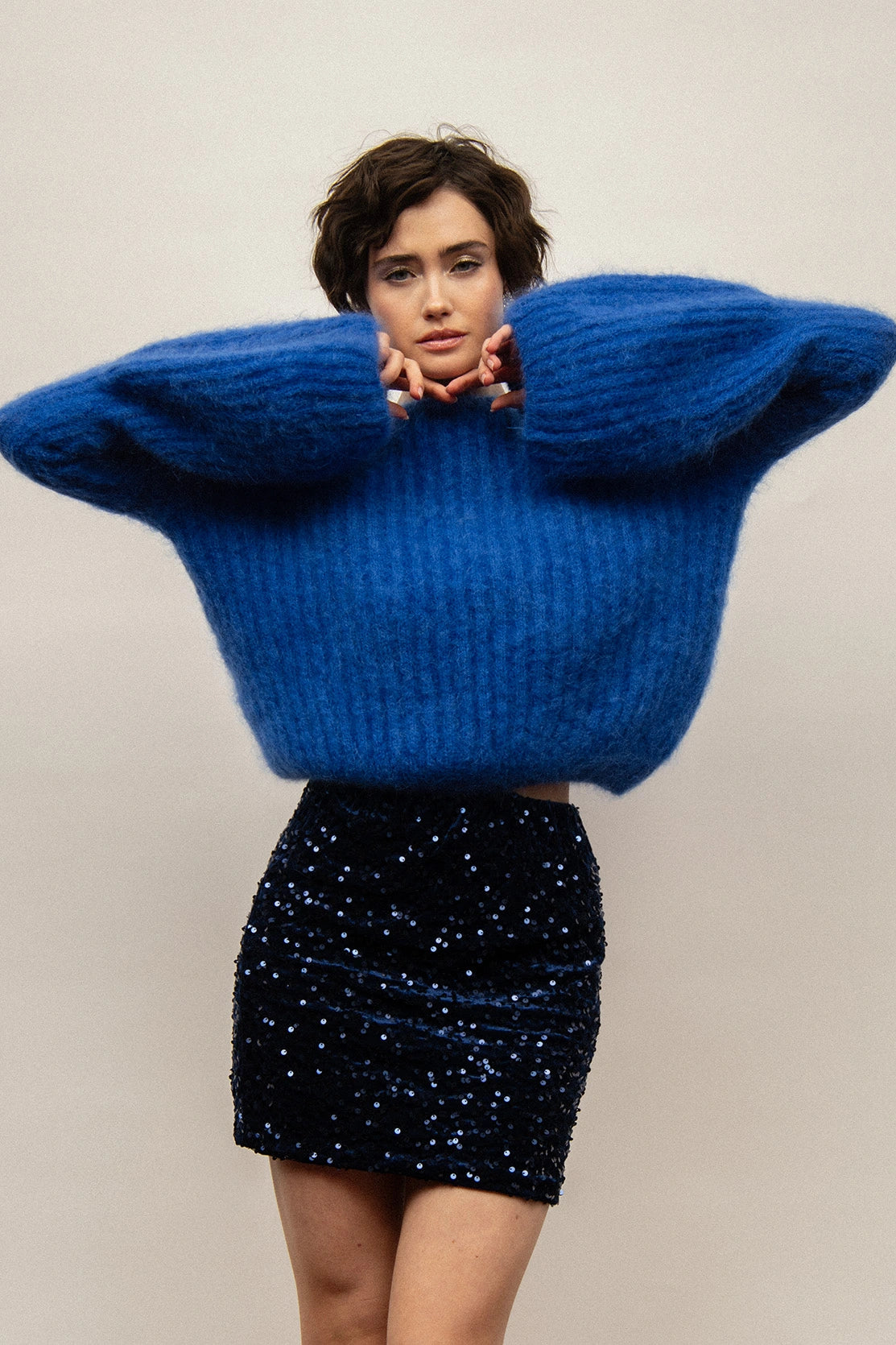 Nudyess Ellie spódnica mini cekinowa Dark Navy