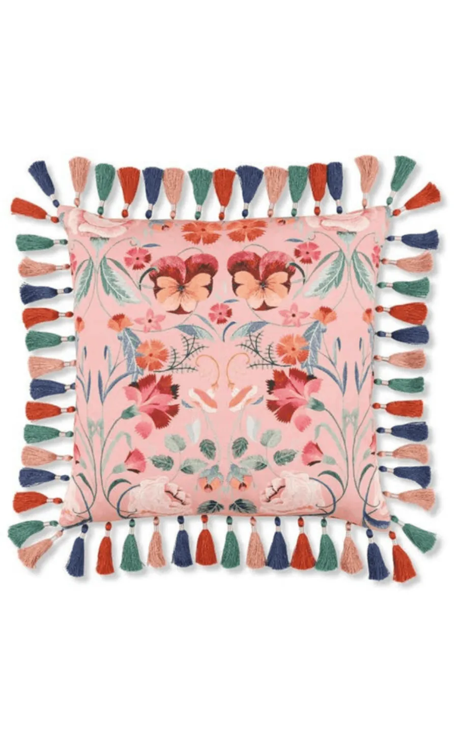 Temperley London Bonita poduszka welurowa 50x50 z frędzlami