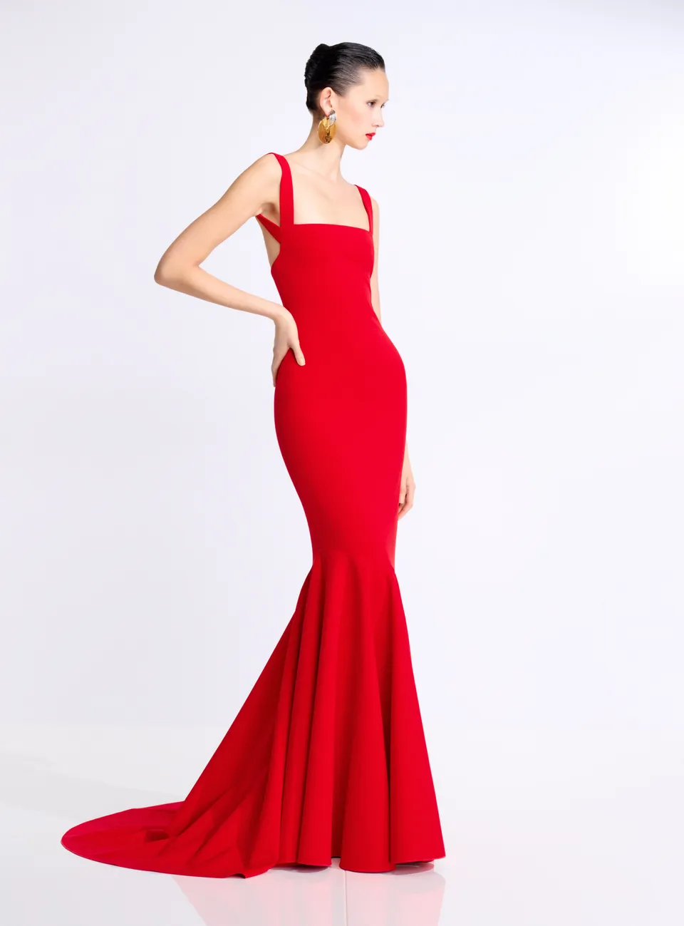 Solace London Lottie sukienka maxi czerwona długa