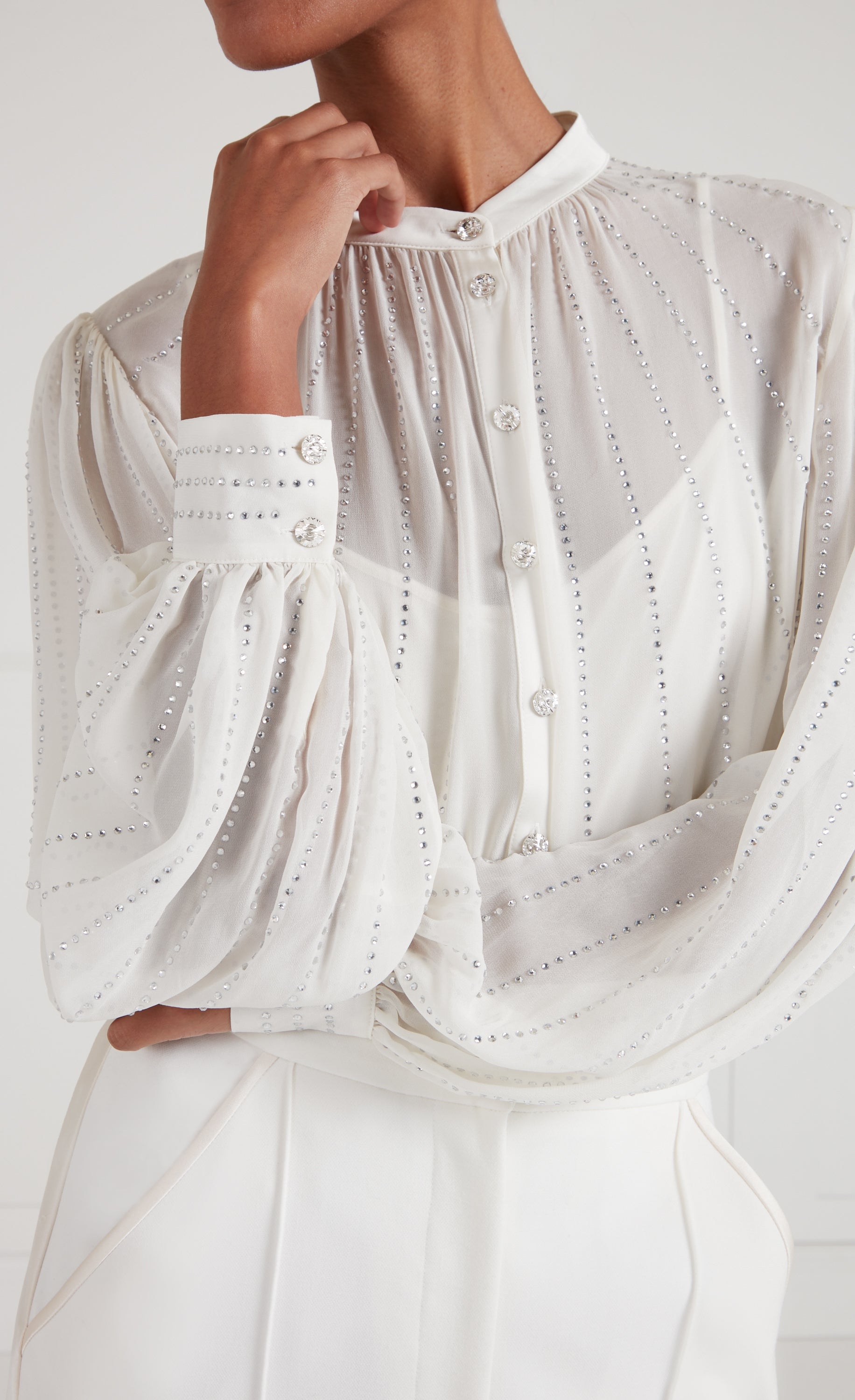 Temperley London Villanelle koszula ivory dżorżeta
