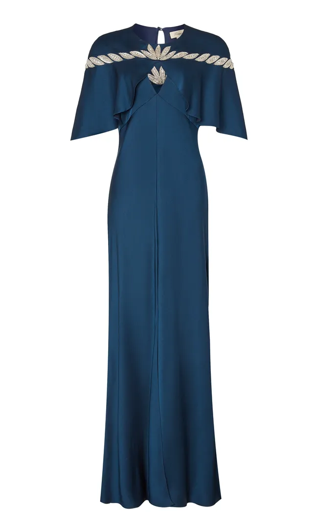 Temperley London Vine Cape Gown sukienka Midnight midi