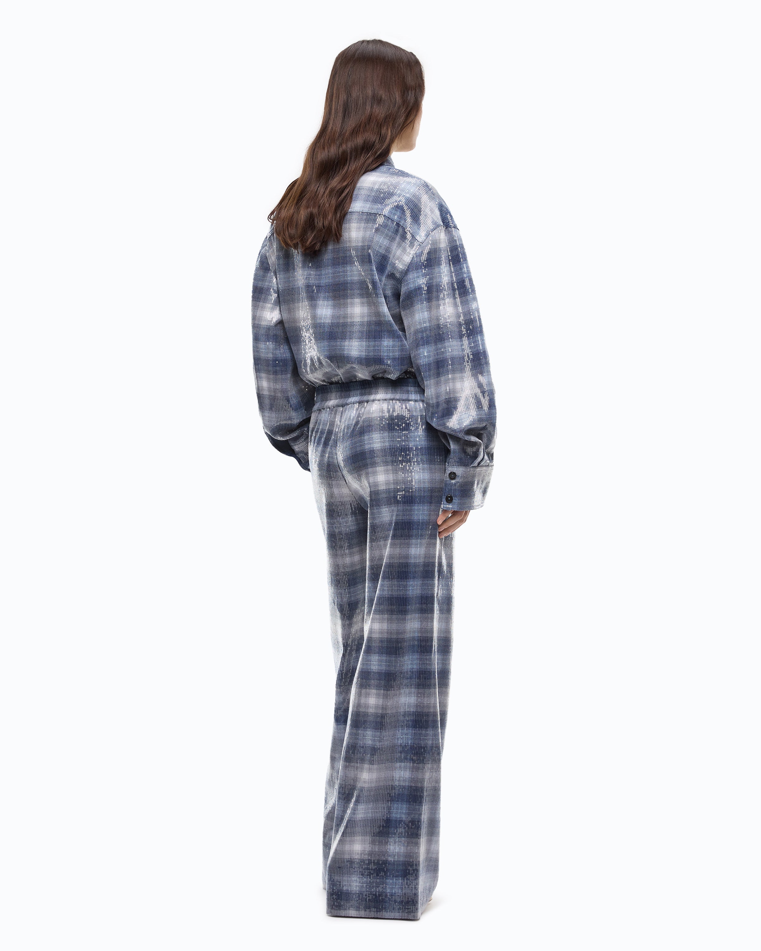 Pinko Primula Pants spodnie palazzo cekinowe kratka