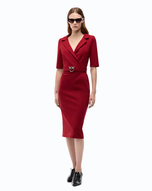 Pinko Arnebia Dress sukienka midi czerwona