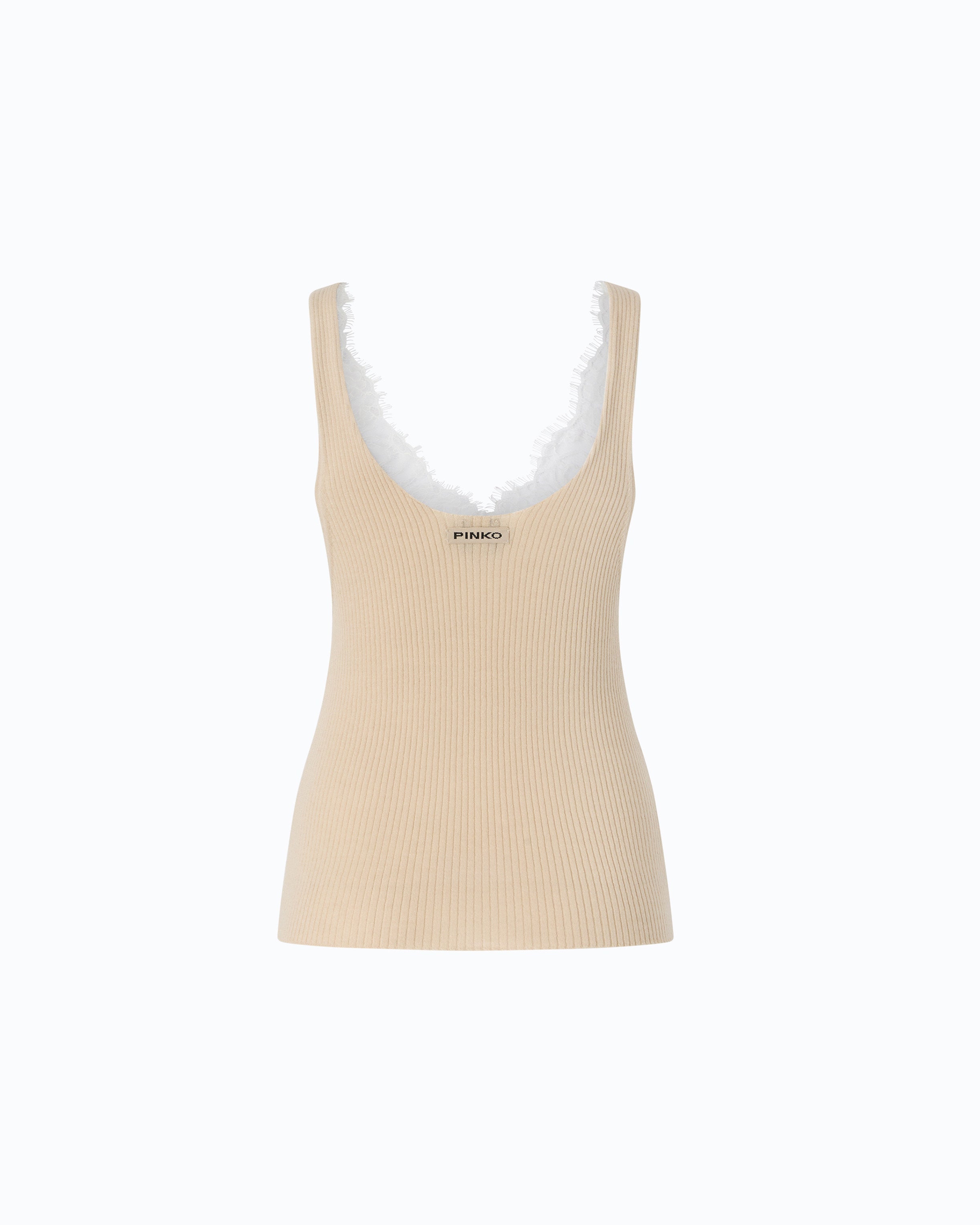 Pinko Oslo Tank Top podkoszulek beżowy jedwab